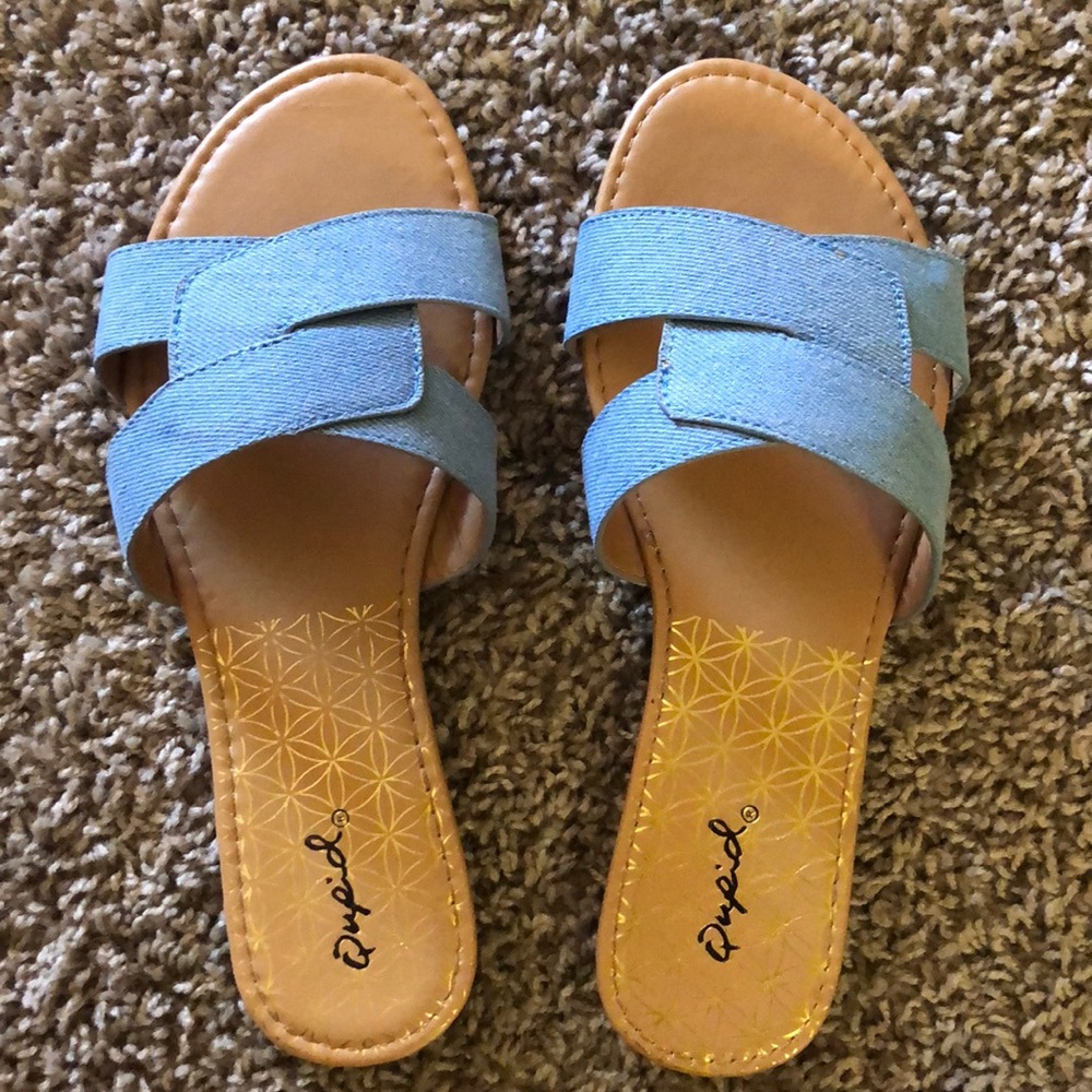 Archer Criss Cross Suede Sandals - Denim
